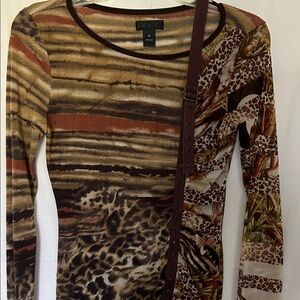 Anac Striped Knit Top in Brown, Tan & Cream